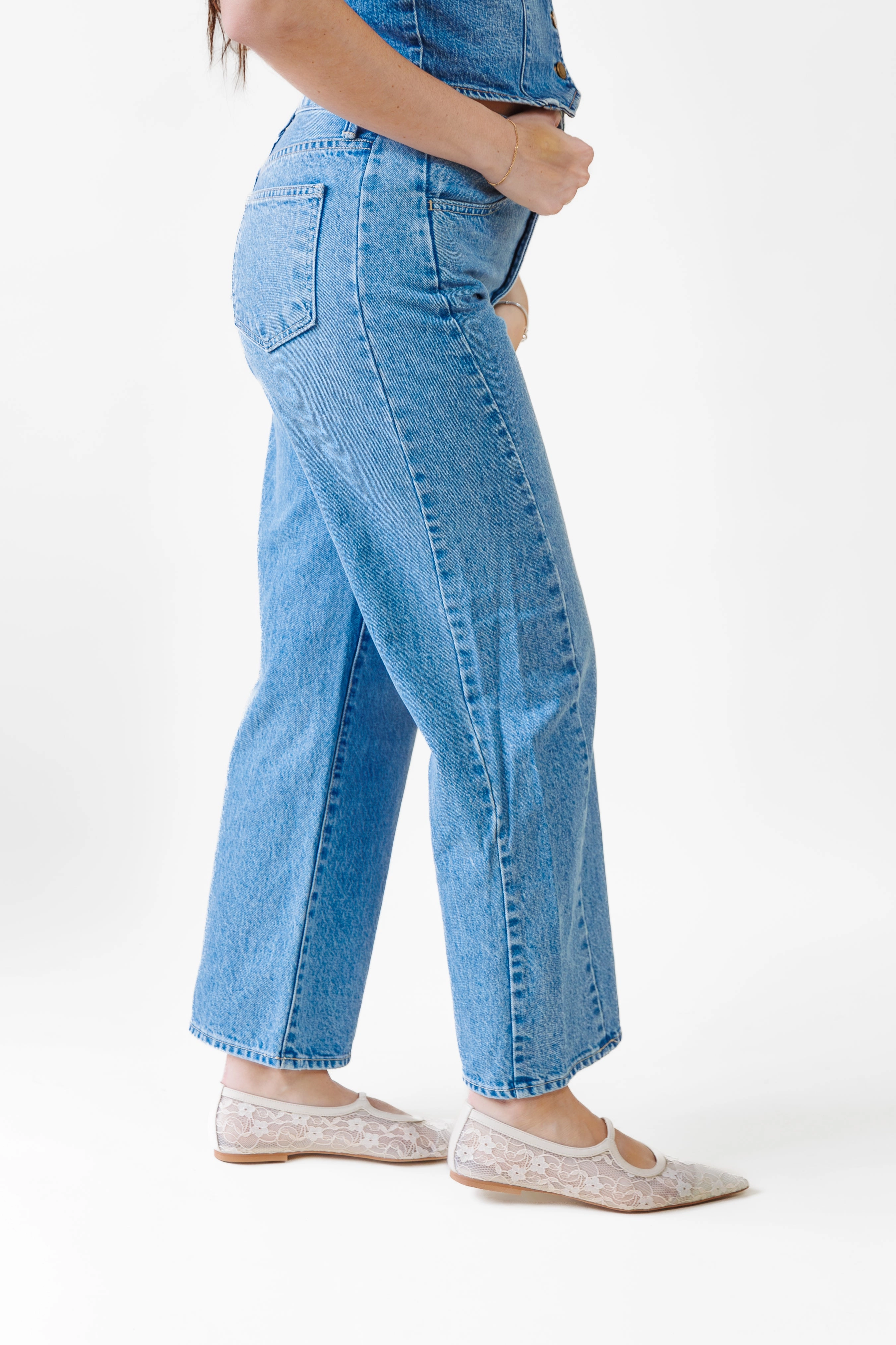 CARRIE RELAXED BARREL JEANS No Iron Wear Rainy Day Winter Warmth Autumn Days