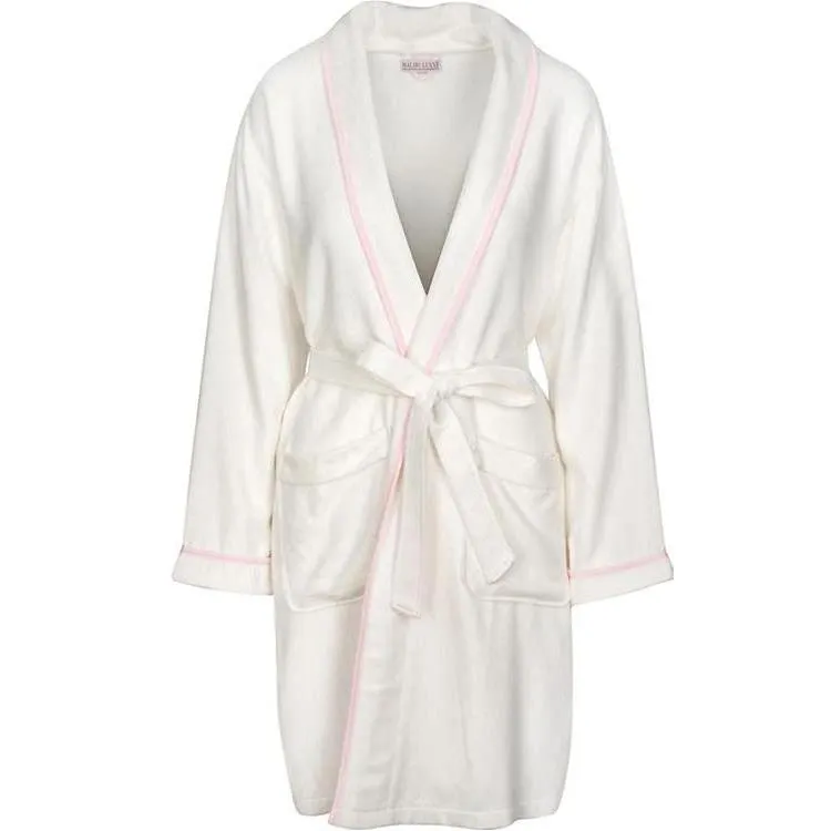 Luxxe Bamboo Robe - Ivory/Pink