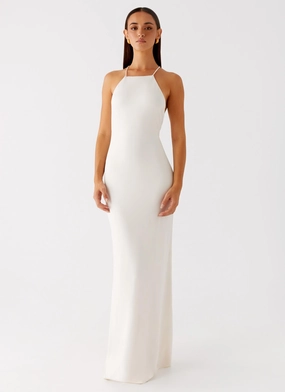 Street Casual classic waist Raffa Pearl Maxi Dress - Ivory