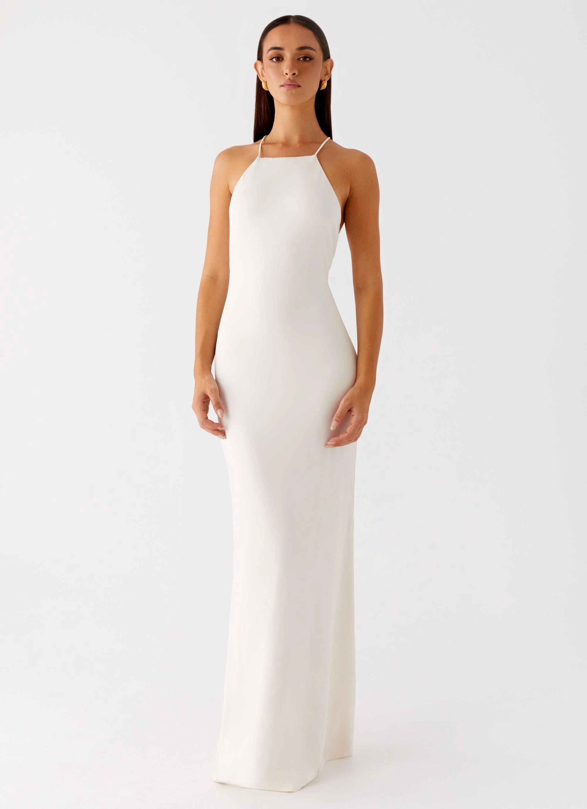 Street Casual classic waist Raffa Pearl Maxi Dress - Ivory