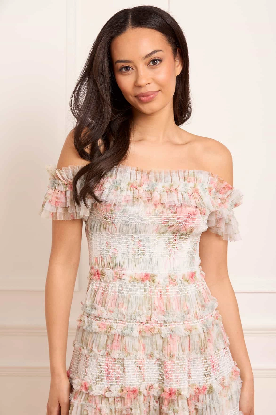 Tie-dye Chic Balance Madame Rose Elodie Off-Shoulder Ankle Gown