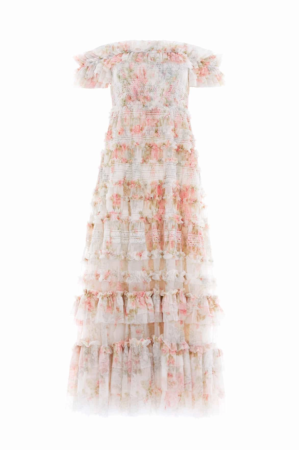 Summer Fashion Knot-Detail Madame Rose Elodie Off-Shoulder Ankle Gown