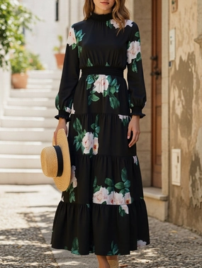 Made-and-match printed made-and-Dresses Back-Zip