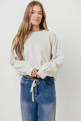 StretchFit Microfiber Material Around Town Crew Pullover in Clay