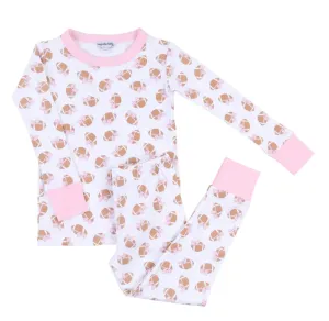 Magnolia Baby Tiny Football Pink Long Pajama Set