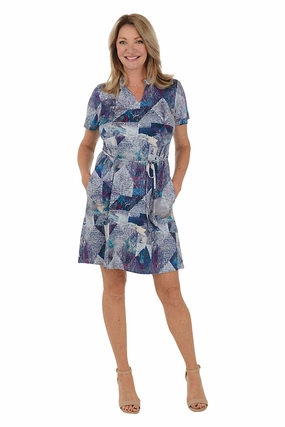Matte-Lining Maida Ruffle Neck Short Sleeve Dress