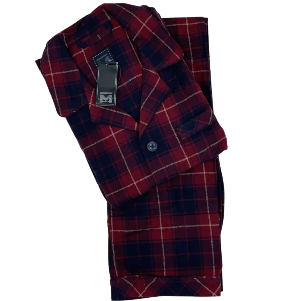 Majestic International  100% Cotton Flannel Plaid Pajama Set - 12631190