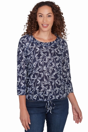 Making Waves Palm Trees Grommet Top YarnDyedFabric