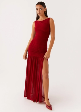 Manon Maxi Dress - Red A Line Cut Family Vibe