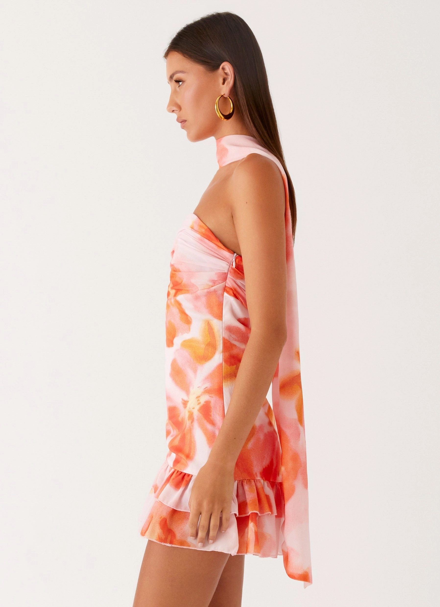 Slim-fit Manon Scarf Mini Dress - Blushing Blossom