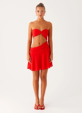 Marbella Mini Dress - Red Muted Tones