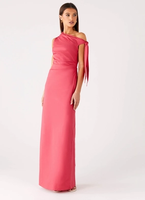 Marella Maxi Dress - Coral Smooth Texture