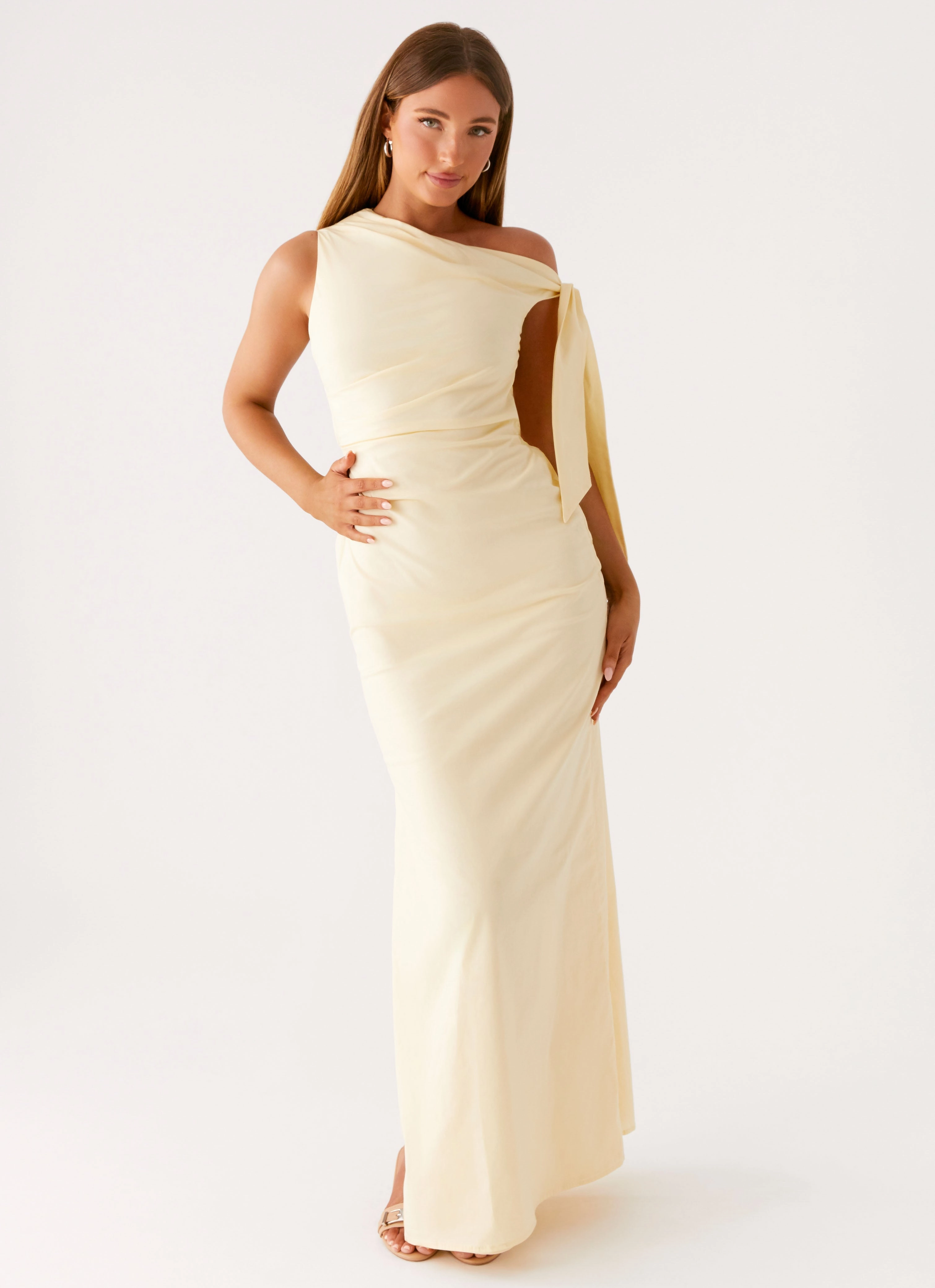 Marella Maxi Dress - Yellow Satin Glow