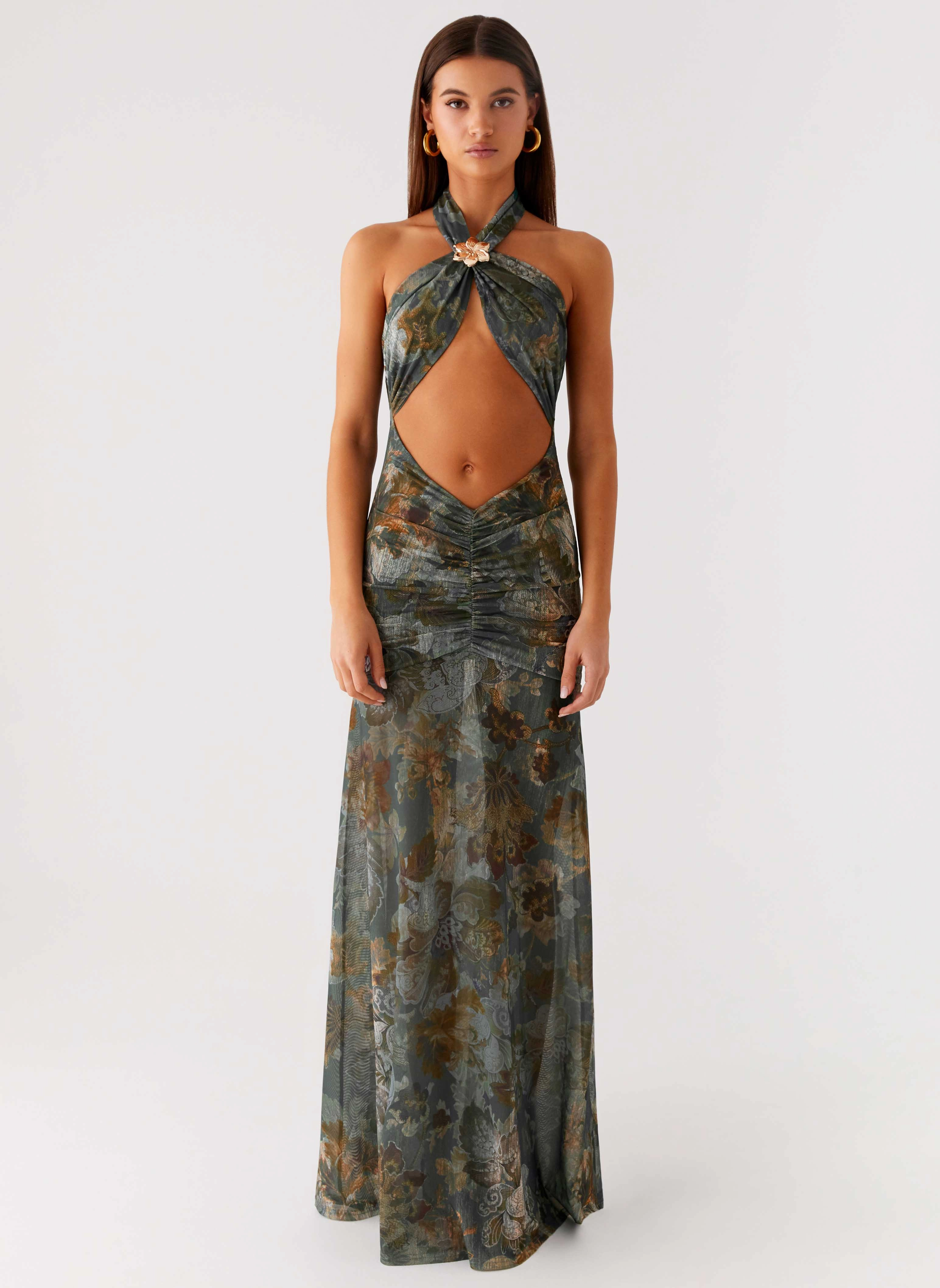 Mariam Maxi Dress - Vintage Blossom Statement Neck