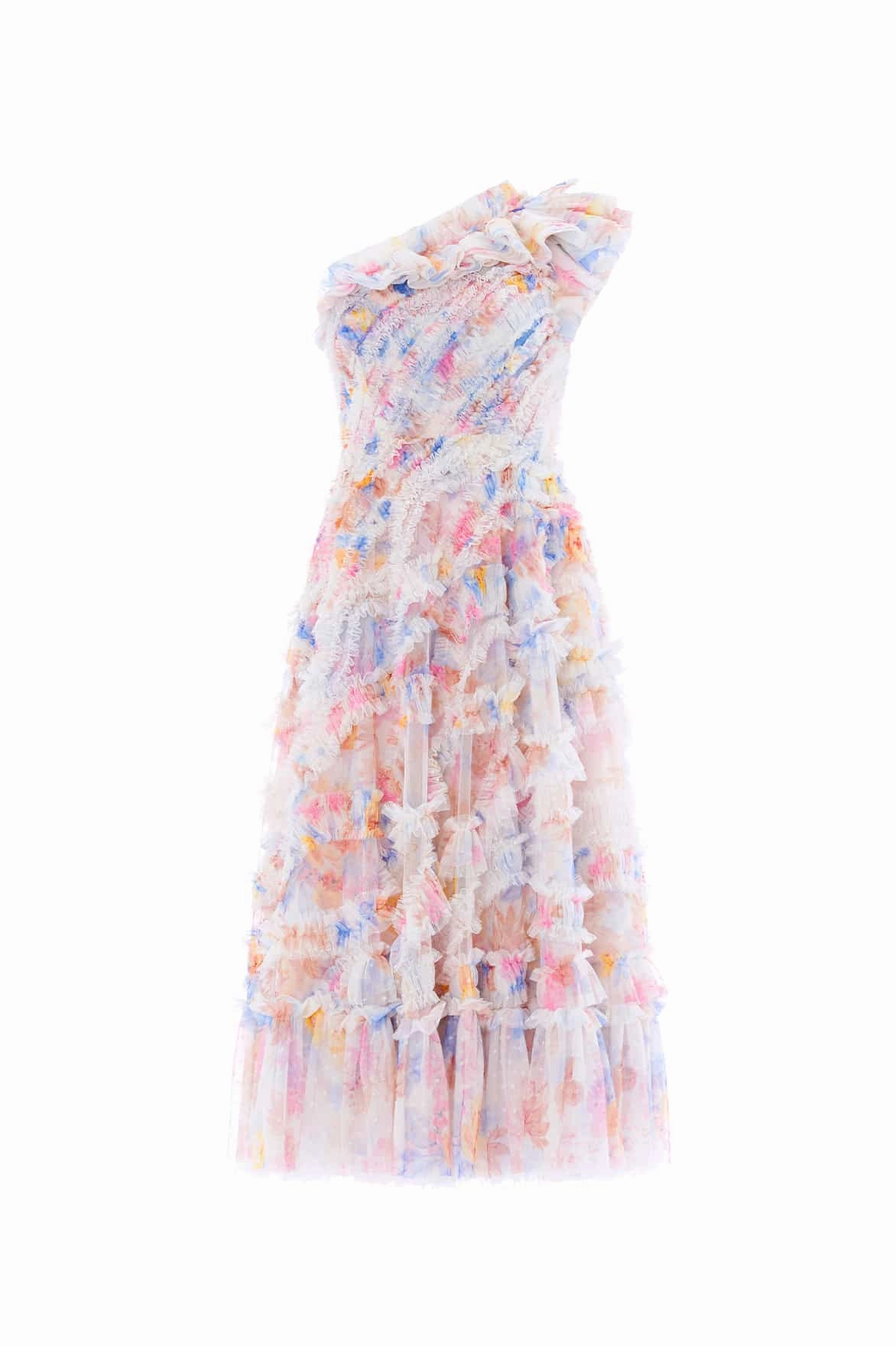 Mariannes Floral Aaliyah One-Shoulder Ballerina Dress everyday elegance