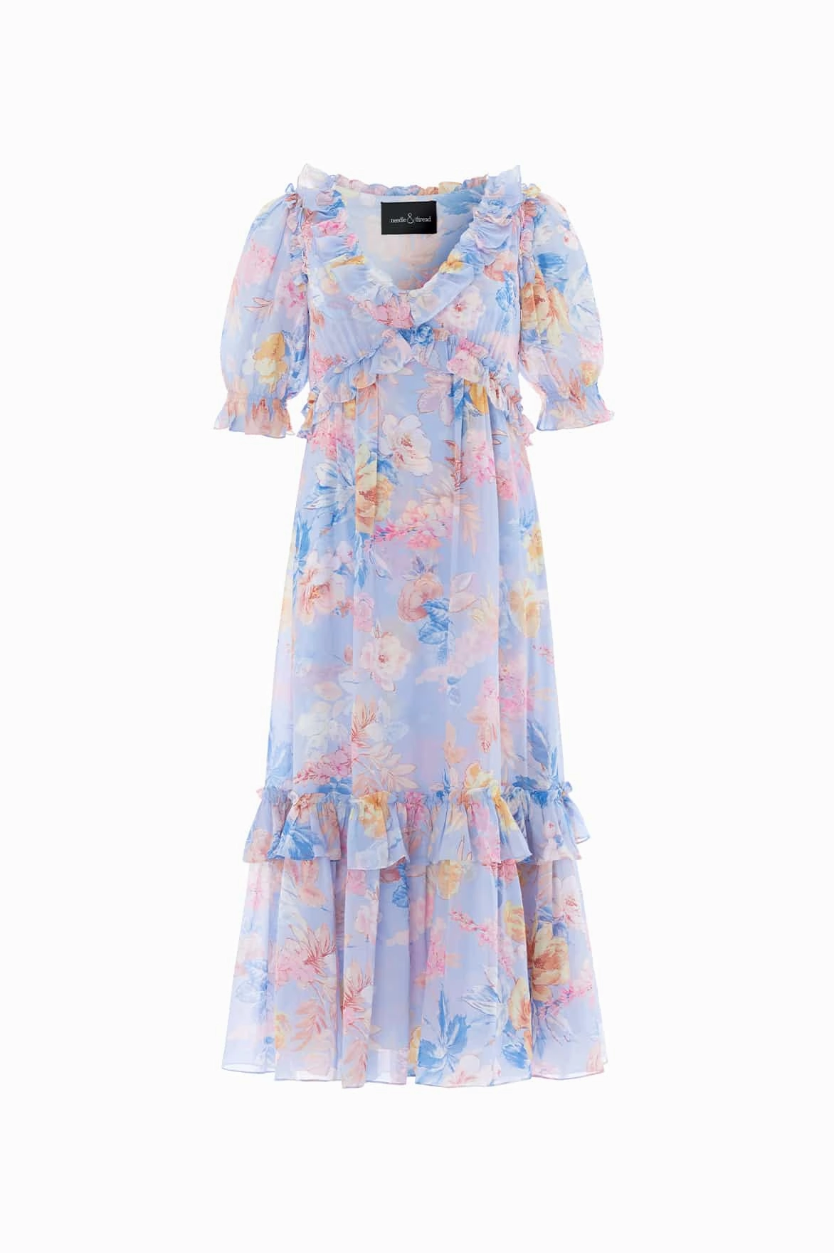 Mariannes Floral Chiffon Short Sleeve Ballerina Dress Youth Charm