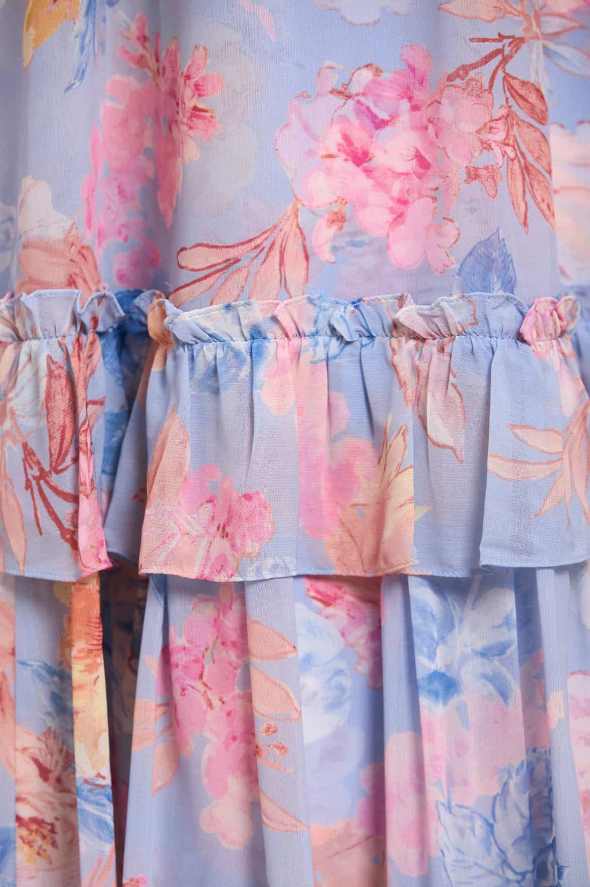 Festival-Ready Mariannes Floral Chiffon Short Sleeve Ballerina Dress