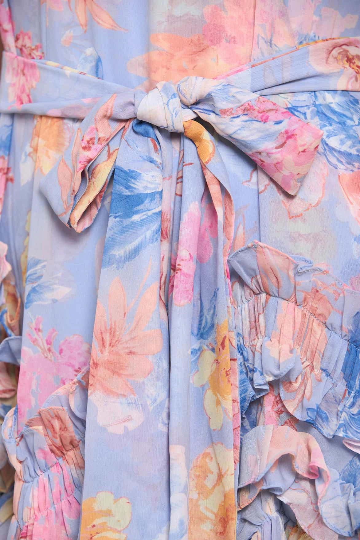 Photo Light Trend Fit Mariannes Floral Chiffon Sleeveless Micro Mini Dress