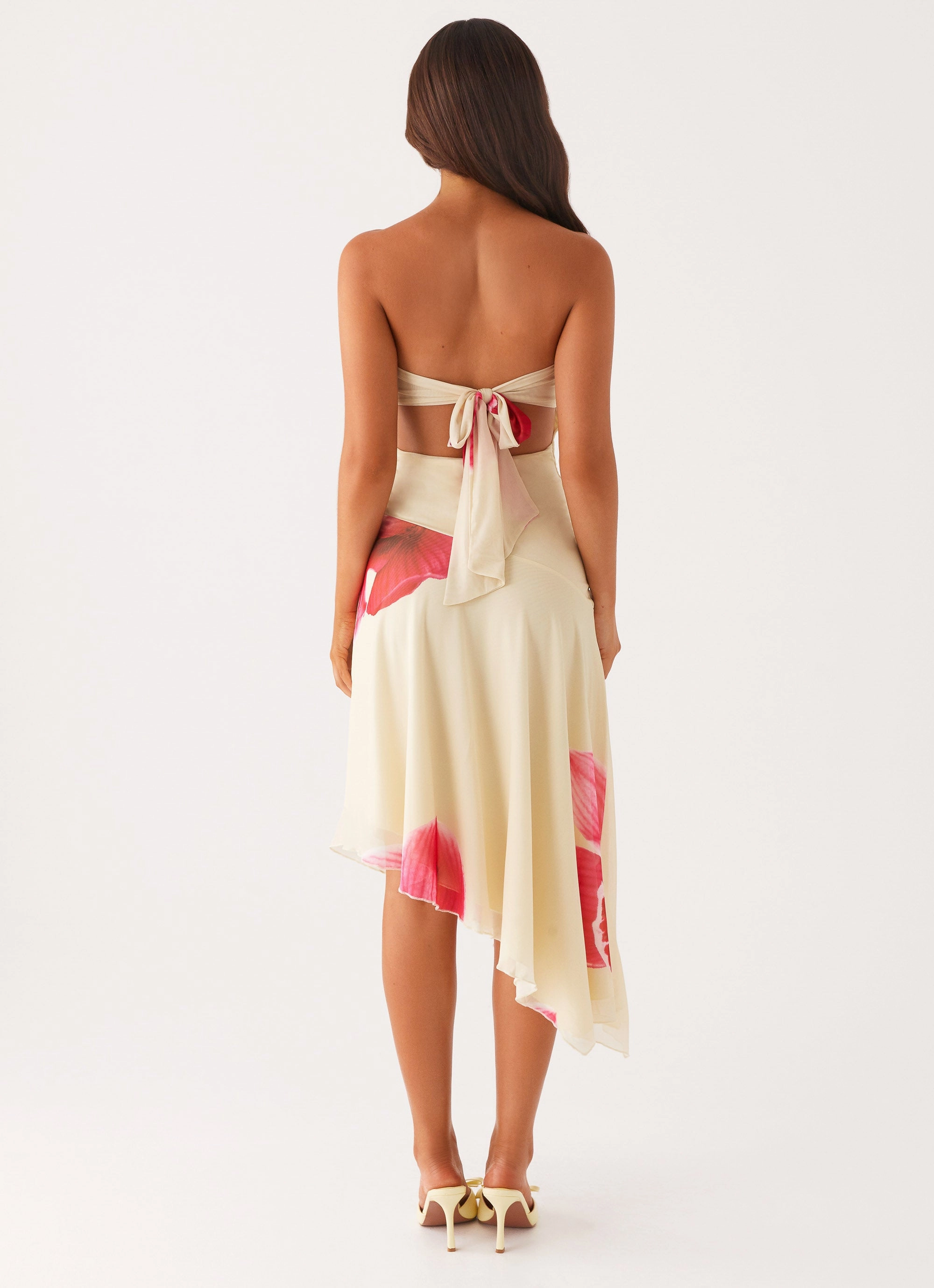 Pleat-Front Mariposa Midi Dress - Orchid Yellow