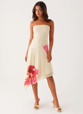 Polished and Elegant Trendy Look Mariposa Midi Dress - Orchid Yellow