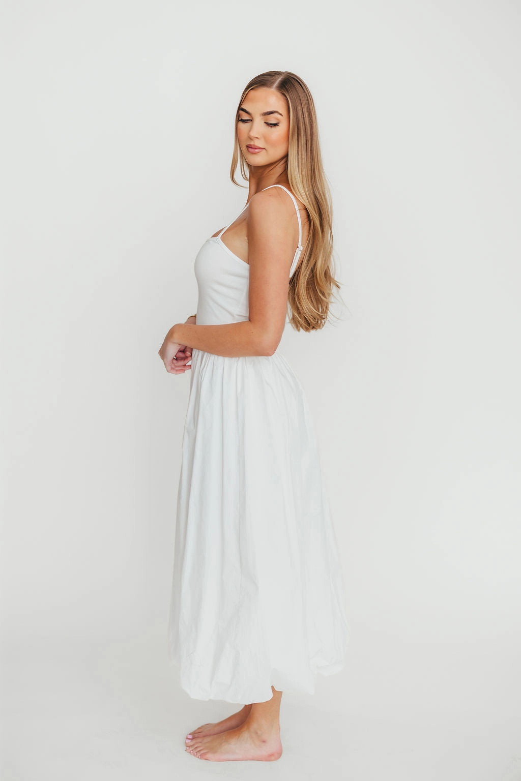 Simple formal dress Marisol Bubble Maxi Dress in Off-White *Final-Sale*