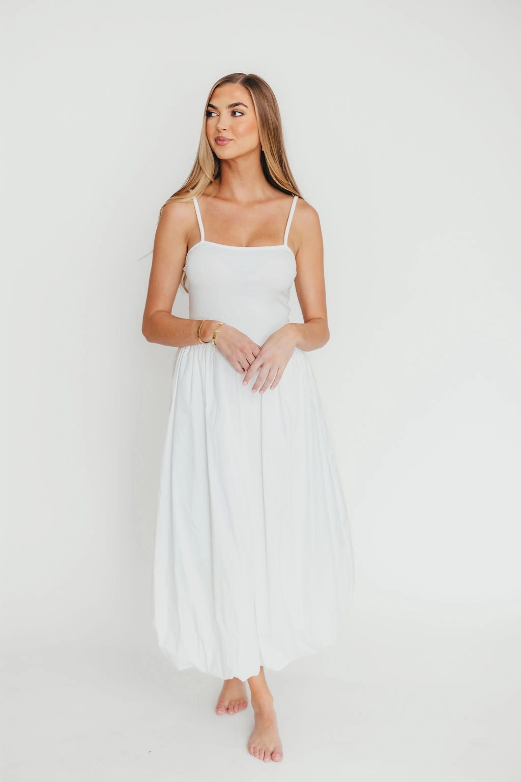 Stylish Fit Marisol Bubble Maxi Dress in Off-White *Final-Sale*