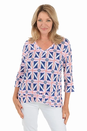 Layered Panel Design Quick Dry Fabric Maritime Motif Criss Cross Tunic
