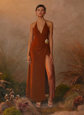 Marjoram Maxi Dress - Chocolate Stylish Mood warm tones