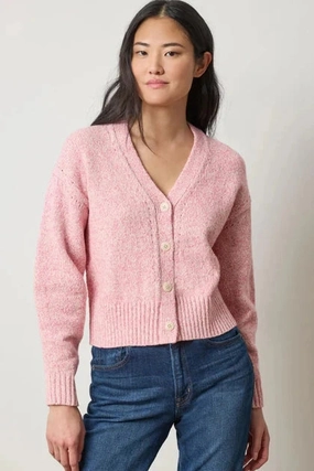 Marled V Cardigan Rosebud Comfortable Collar