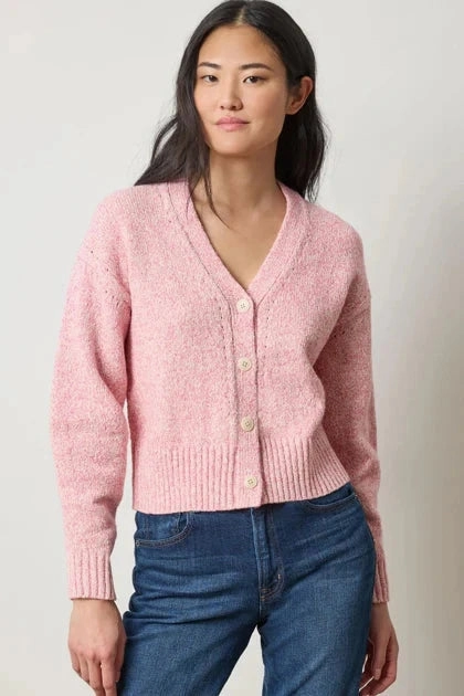 Modular Pocket Layout Marled V Cardigan Rosebud