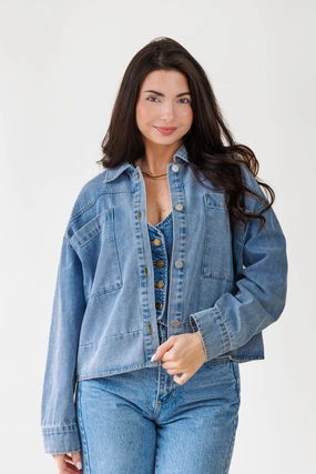 MARLEIGH DENIM JACKET Reinforced Stitching Details Couple Look Athlete Fit Festival Outfit