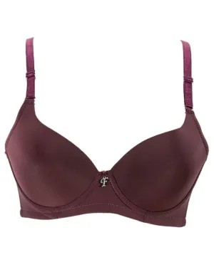Maroon Pushup Flourish Bra - Single Padded Underwired Bra - FL997