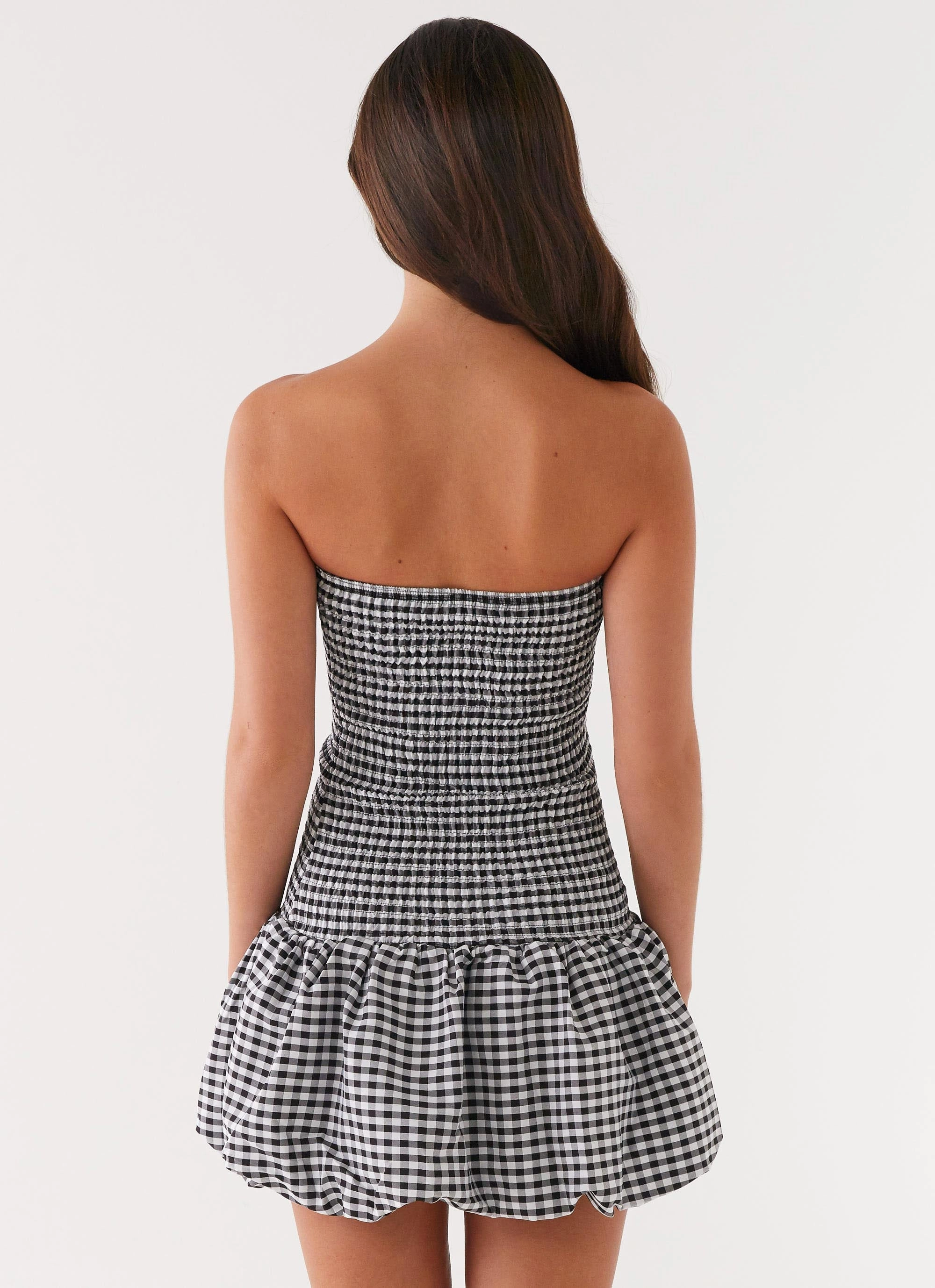 Martell Mini Dress - Black Gingham Peace View Bright Colors