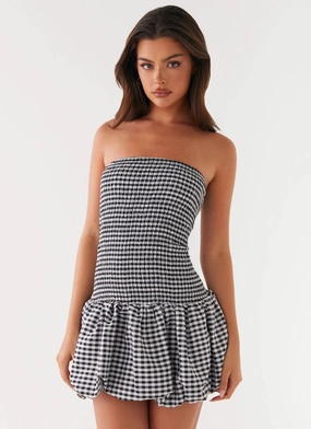 Daytime Look Martell Mini Dress - Black Gingham