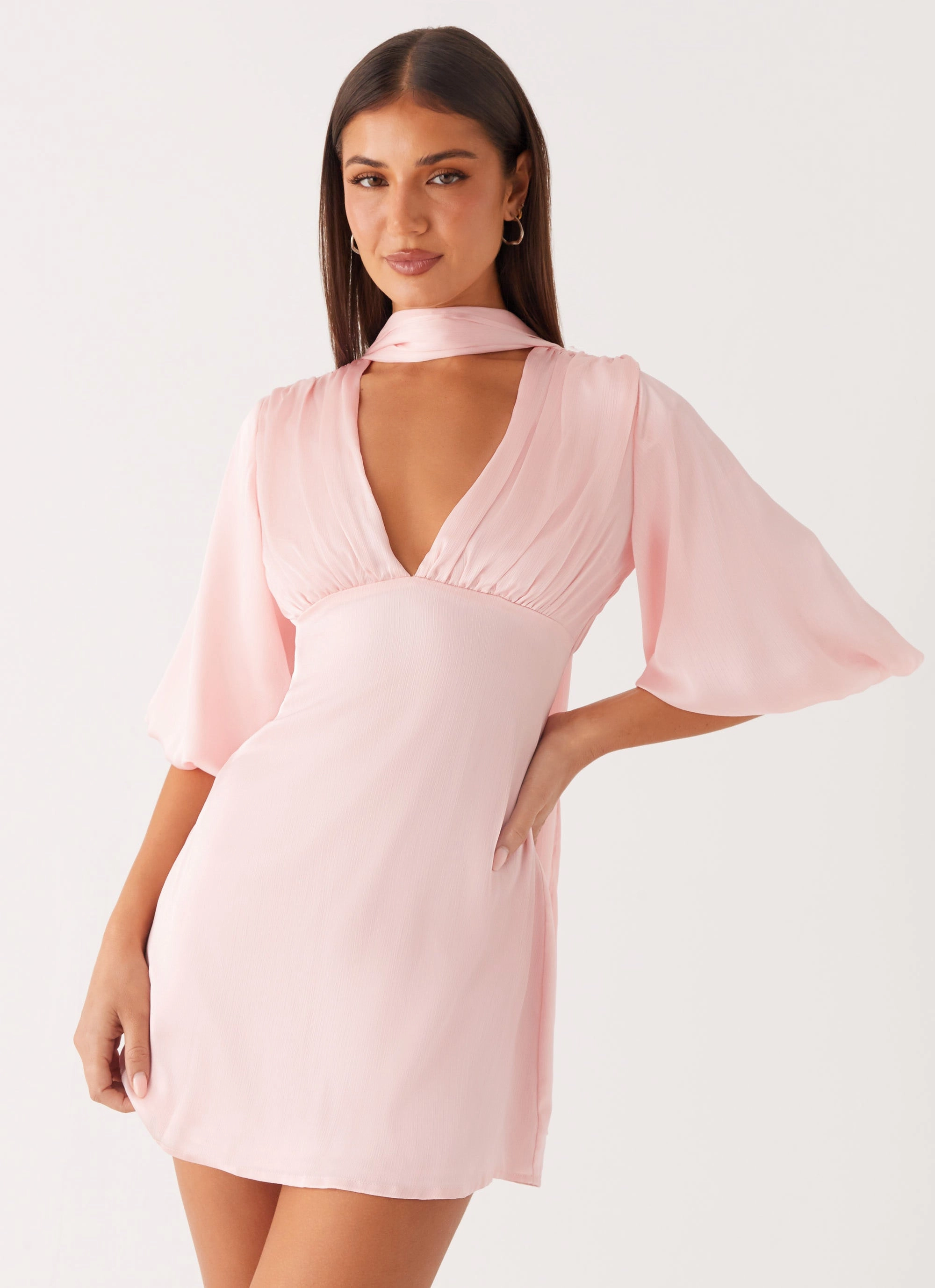 Clean Outline Cozy Vibe Mary Mini Dress - Pink