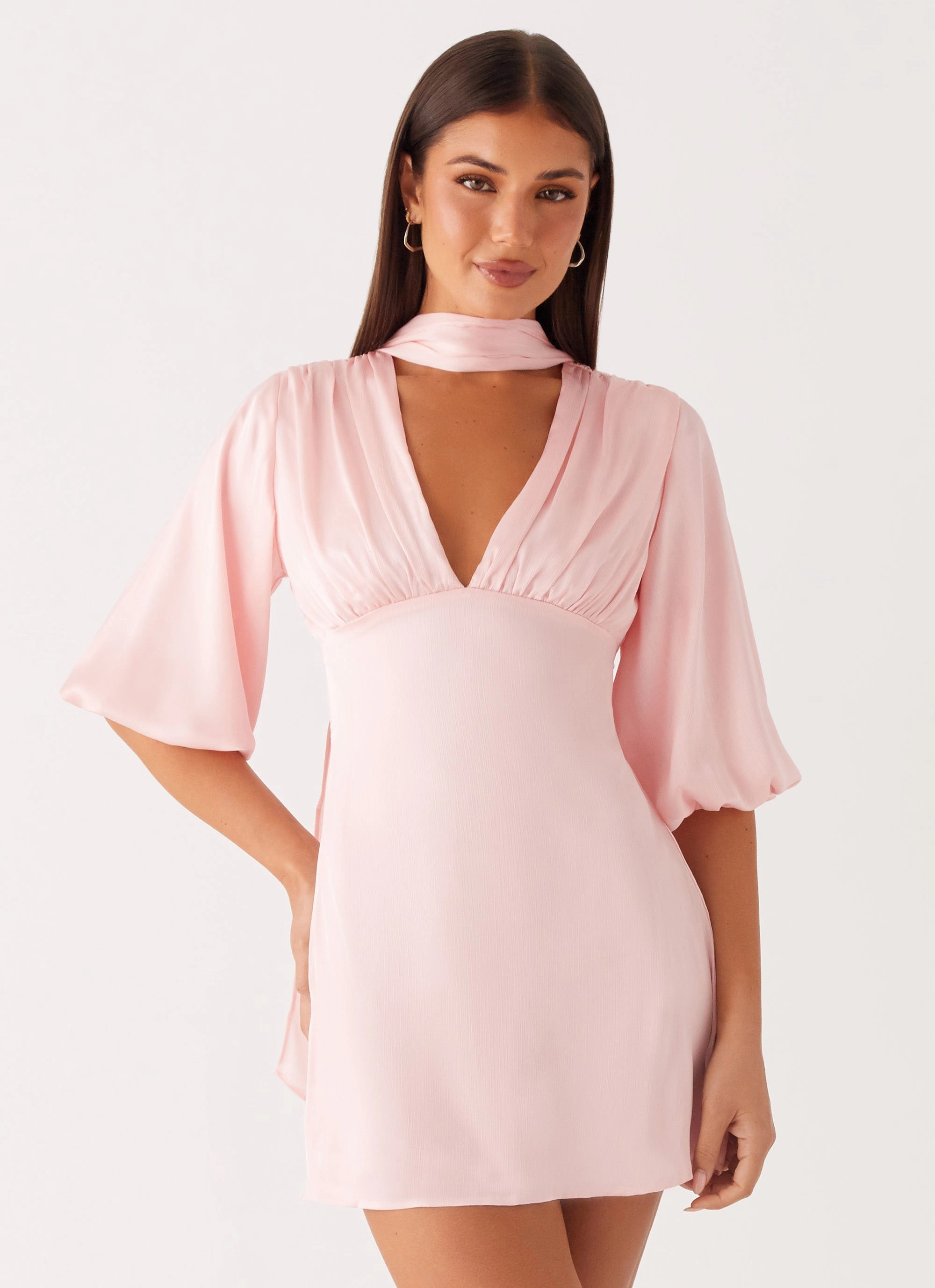 Tactile Feel Light Blend Mary Mini Dress - Pink