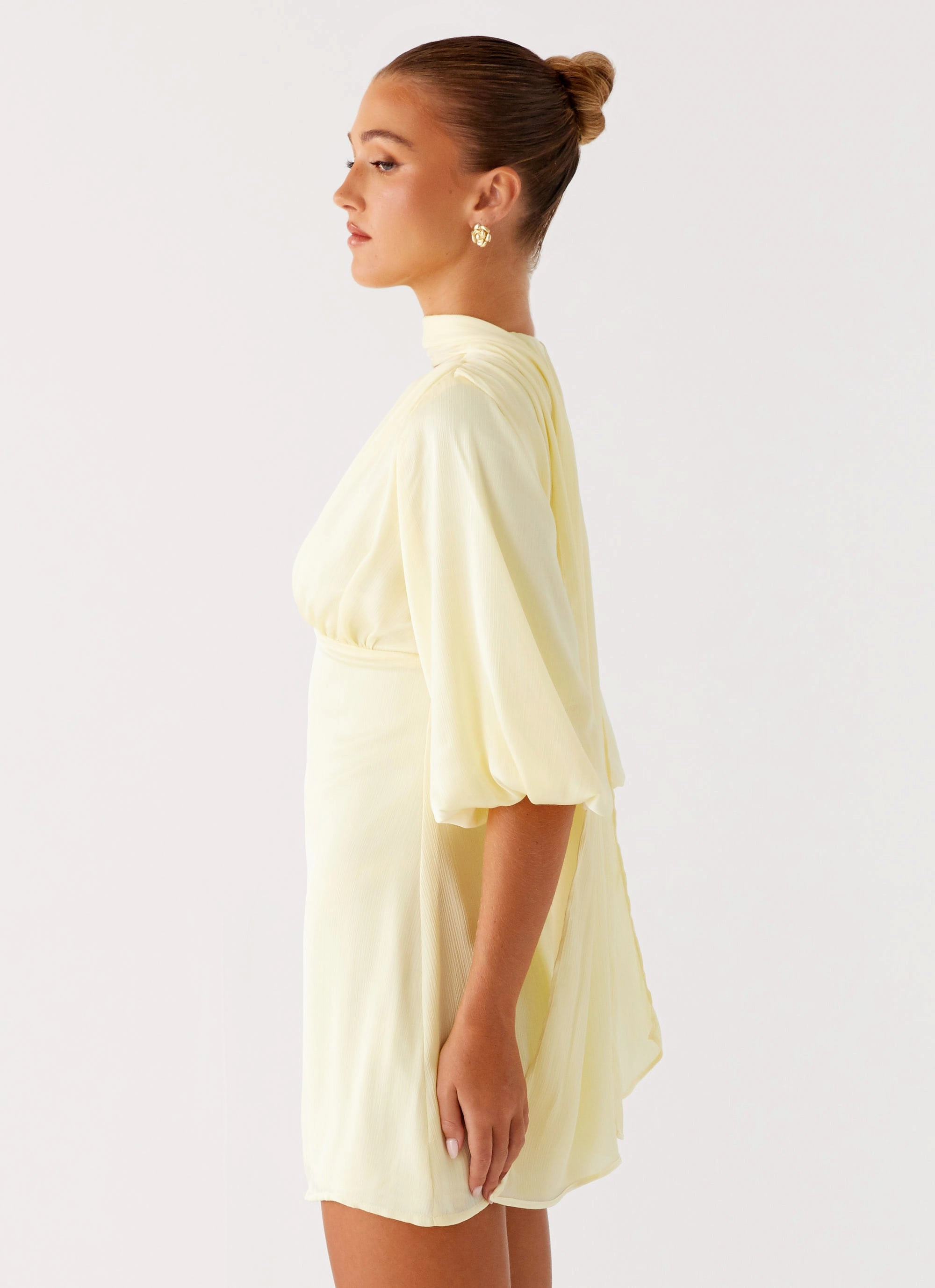 Mary Mini Dress - Yellow Luxury-Fabric Calm Touch