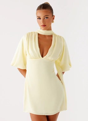Soft Cut Sleek Volume Mary Mini Dress - Yellow