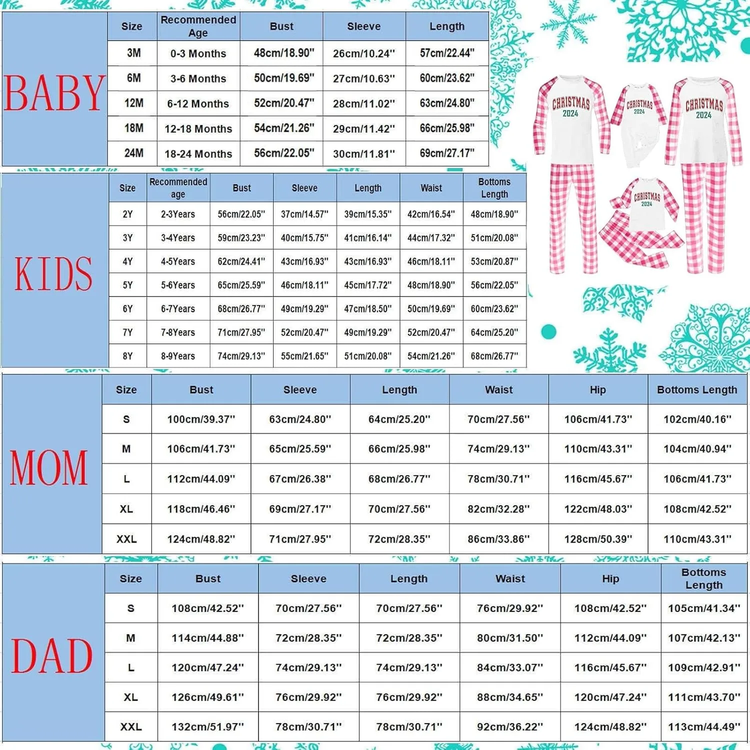 Matching Christmas Pajamas for Family Comfy Sleepwear Xmas Plaid Pjs Set Couples Women Men Holiday Nightwear Jammies