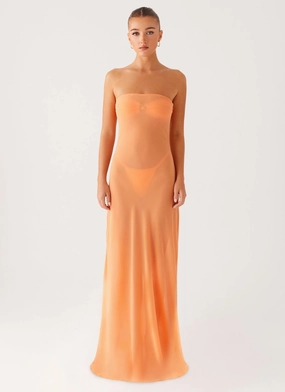 Mattie Strapless Maxi Dress - Orange Comfort Layer
