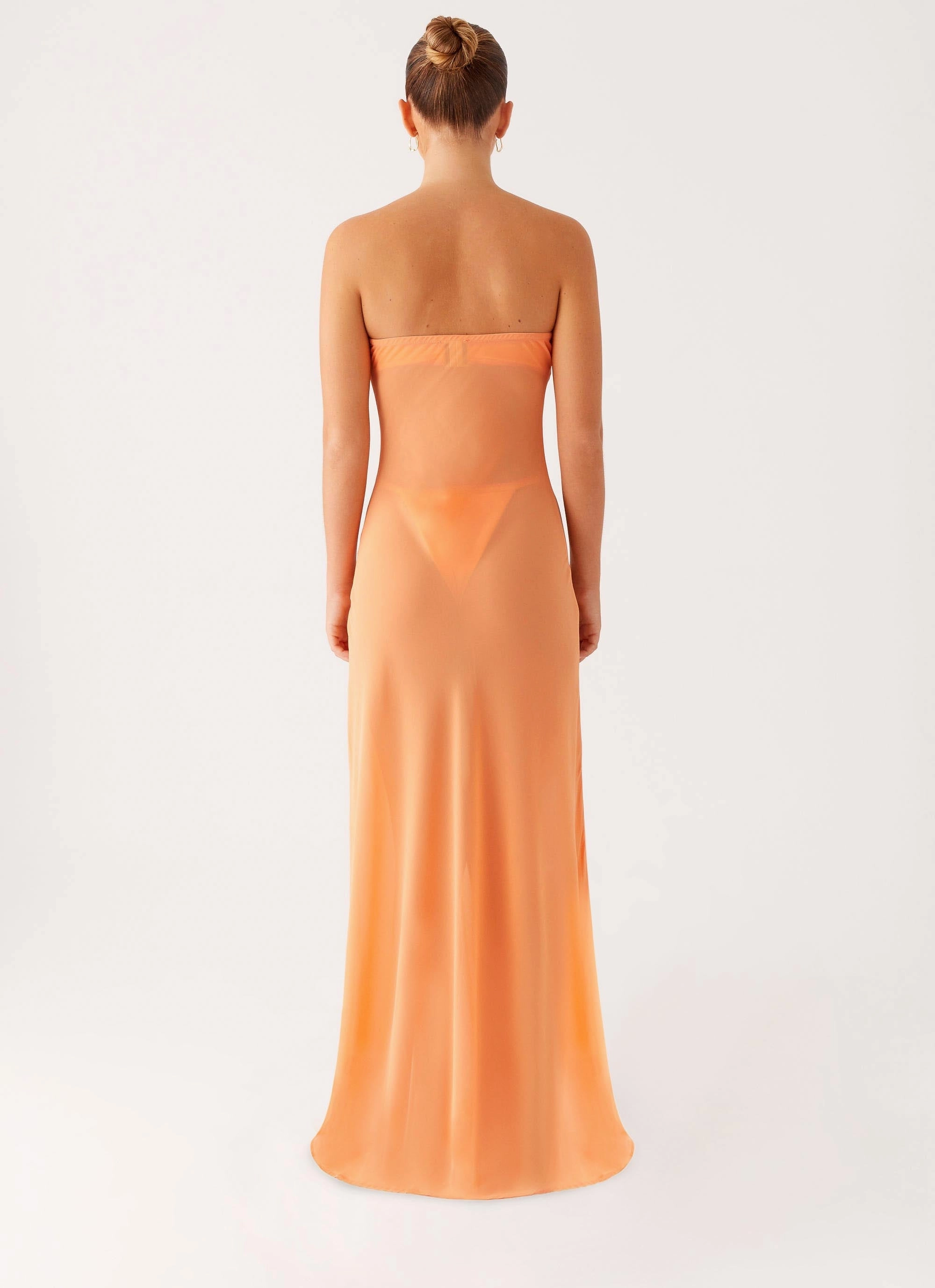 Mattie Strapless Maxi Dress - Orange Soft Stretch