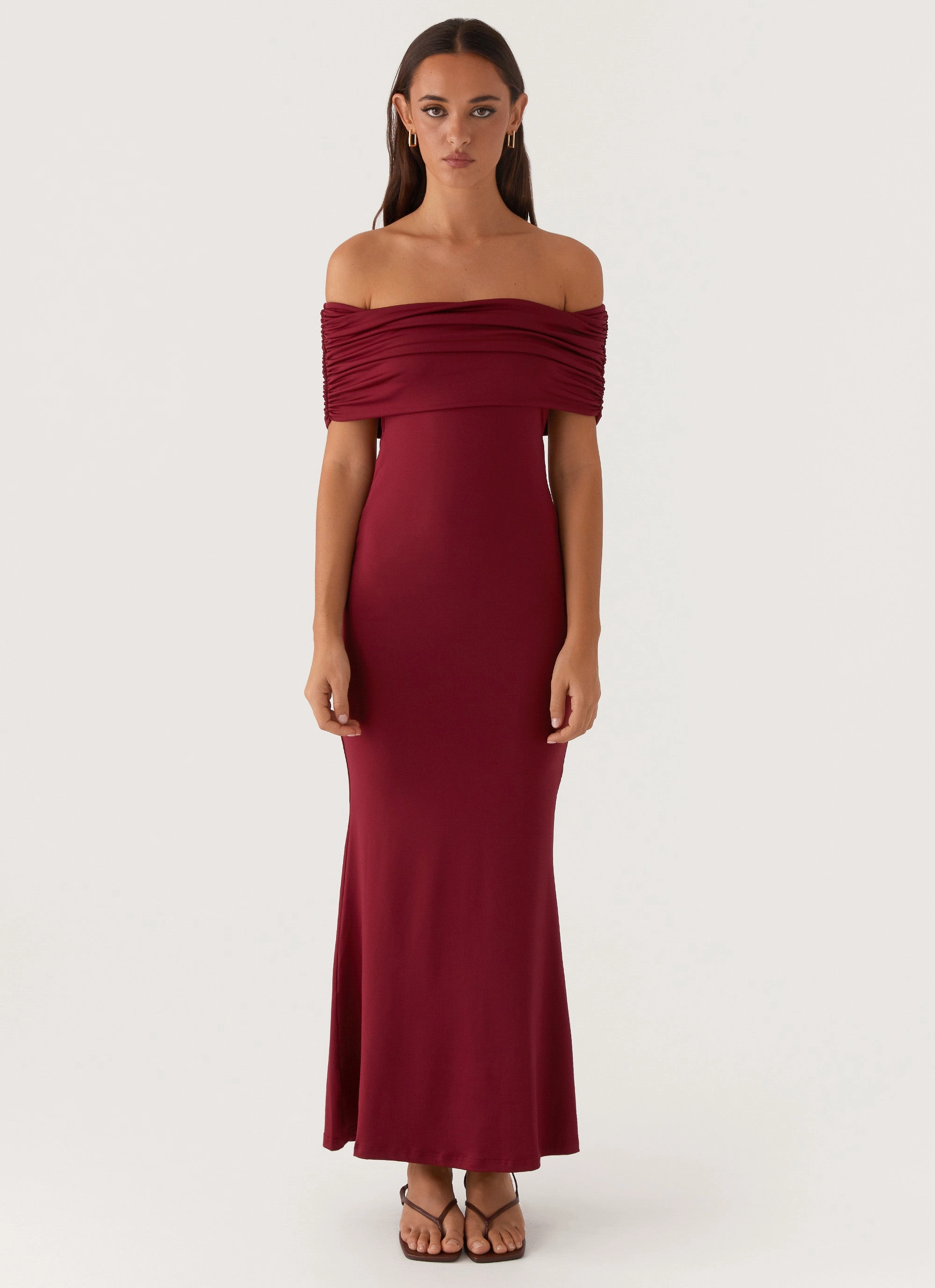 Maude Maxi Dress - Maroon Fluid Fabric Fair-Trade