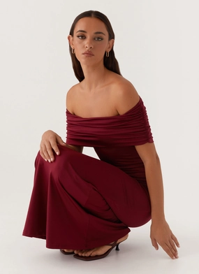 Maude Maxi Dress - Maroon Natural Tones