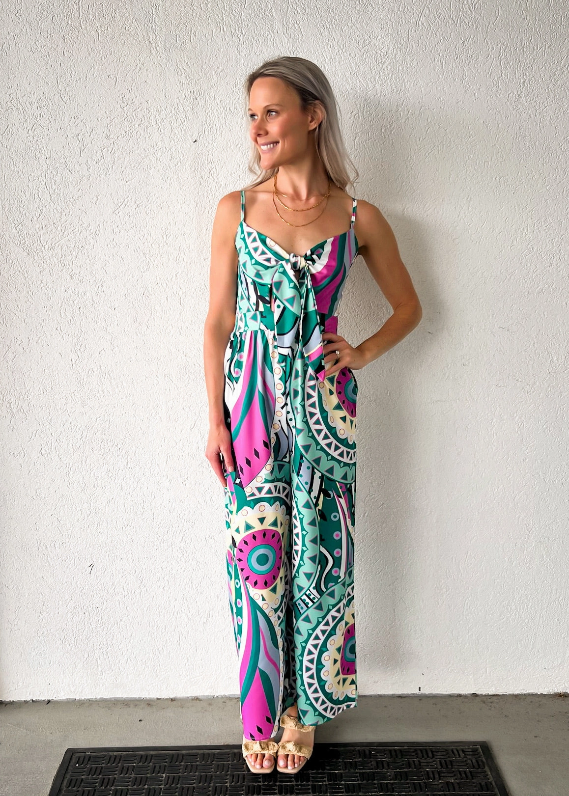 Sustainable Production Certified MAYVE PRINT SMOCKED JUMPSUIT