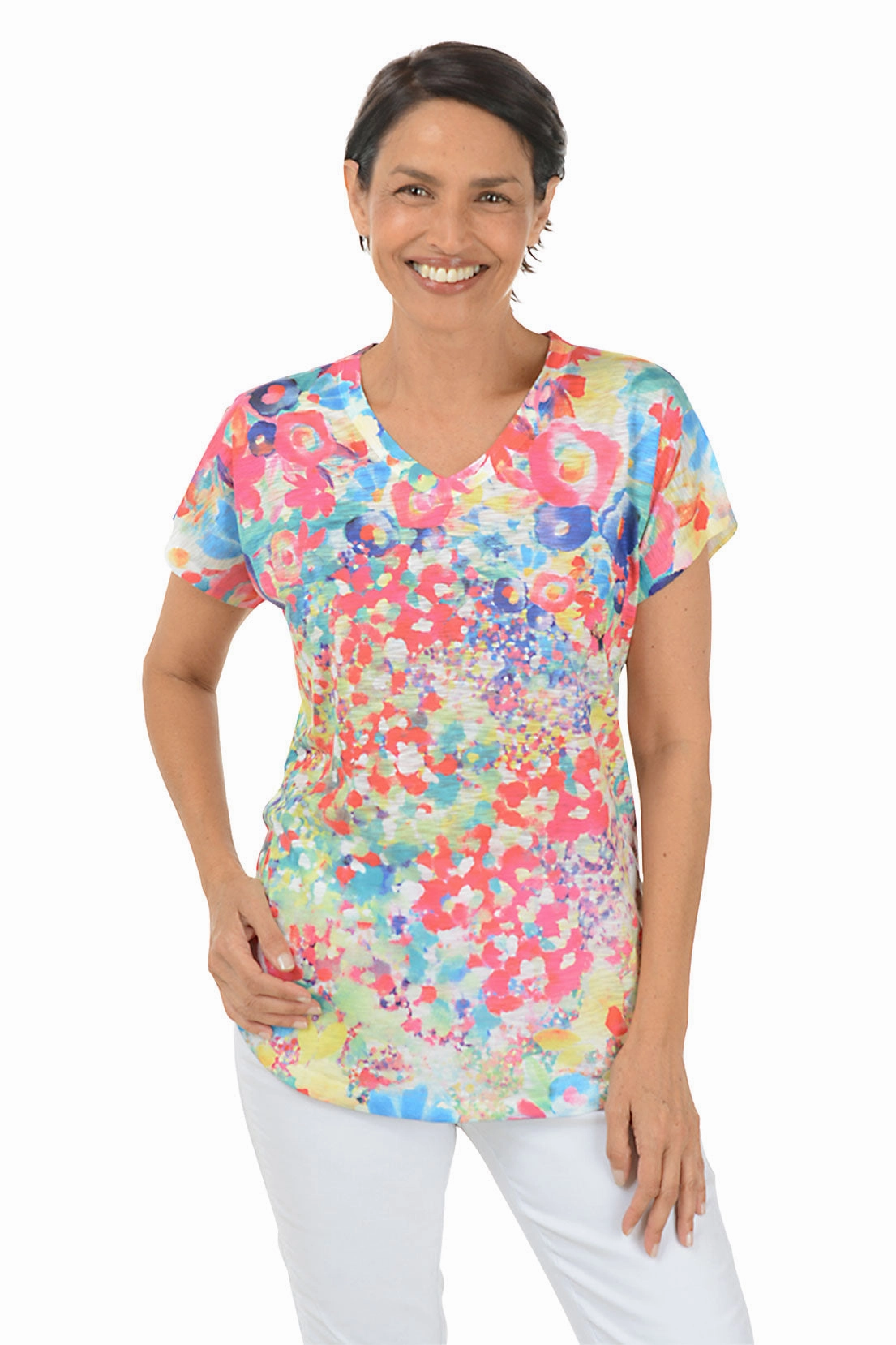 Meadows Short Sleeve Slub Knit Top Casual Style