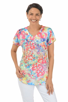 StretchComfortDesign OdorResistant Meadows Short Sleeve Slub Knit Top