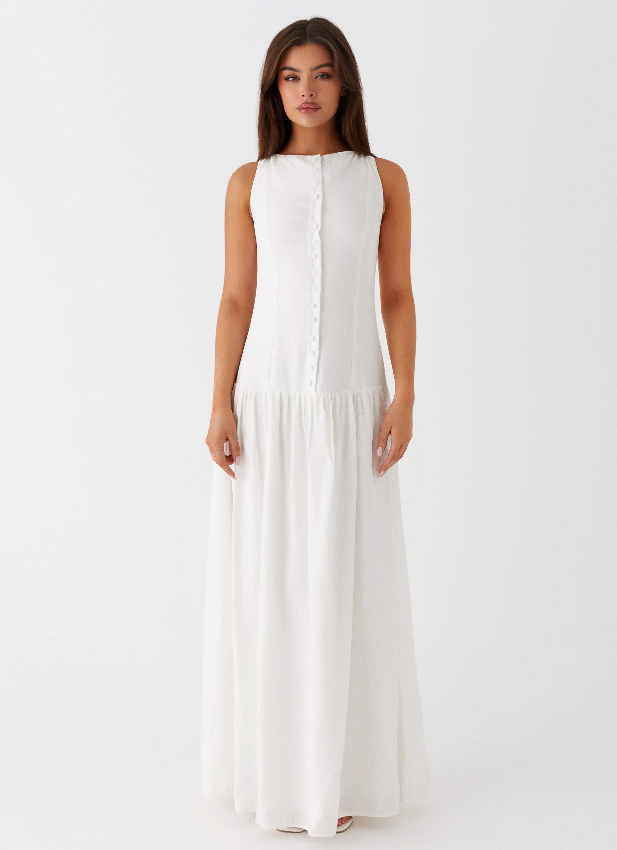 Modern Layers Meggie Linen Maxi Dress - White