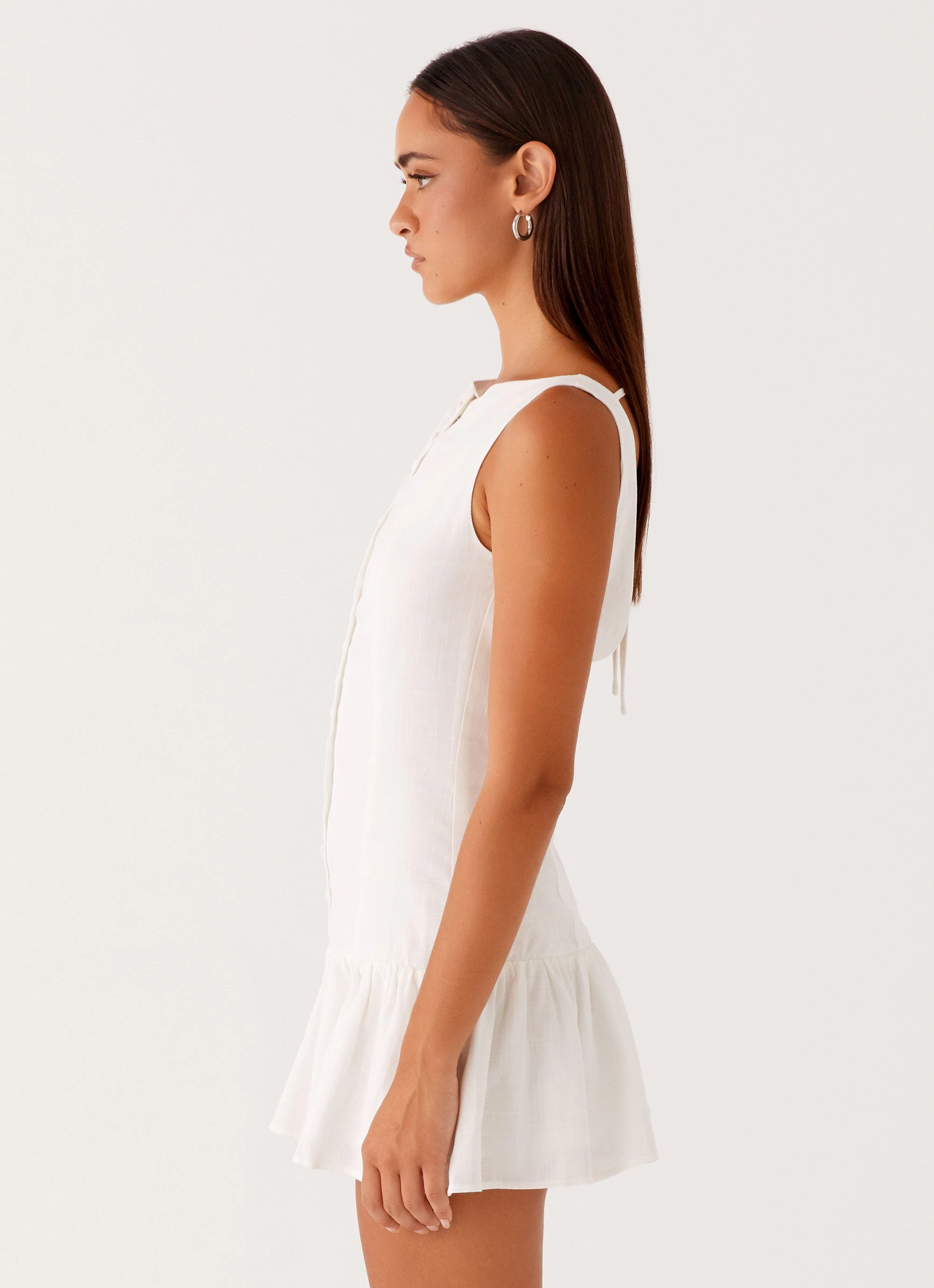 Soft Finish Meggie Linen Mini Dress - White