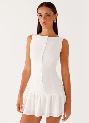 breathable-mesh Meggie Linen Mini Dress - White