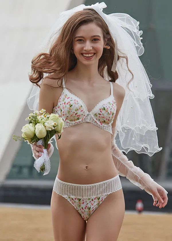 MELANIE Floral Printed Lace Thong Panties